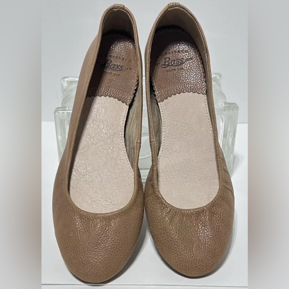 Bass Leather Tan Ballerina Slip On Flats 8 Medium